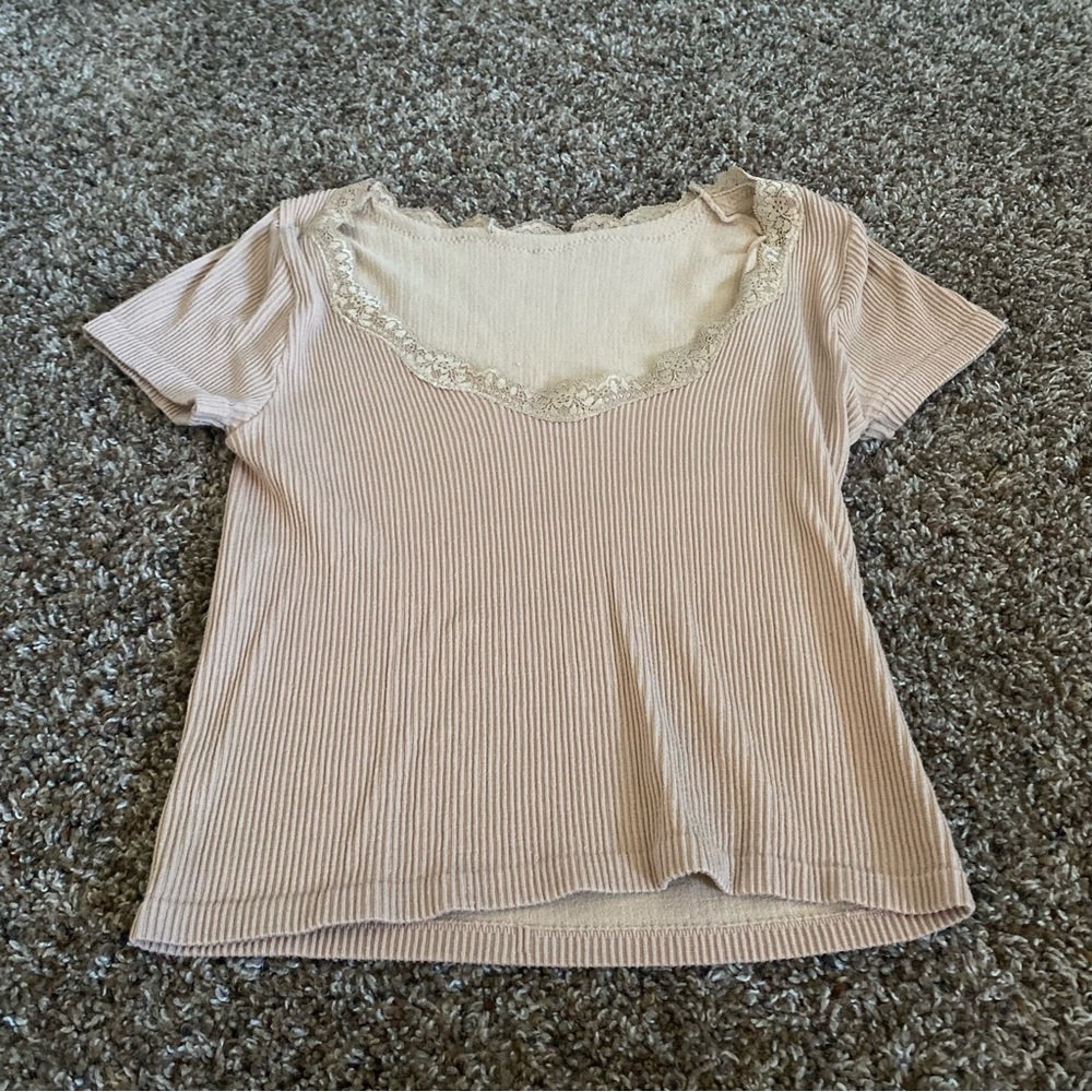 Forever 21 tan ruffle top
